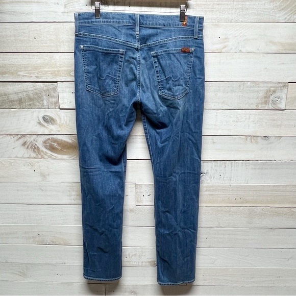 7‎ For All Mankind The Straight Jeans Mens 34x32 Blue Denim Stretch Pockets - Picture 1 of 12